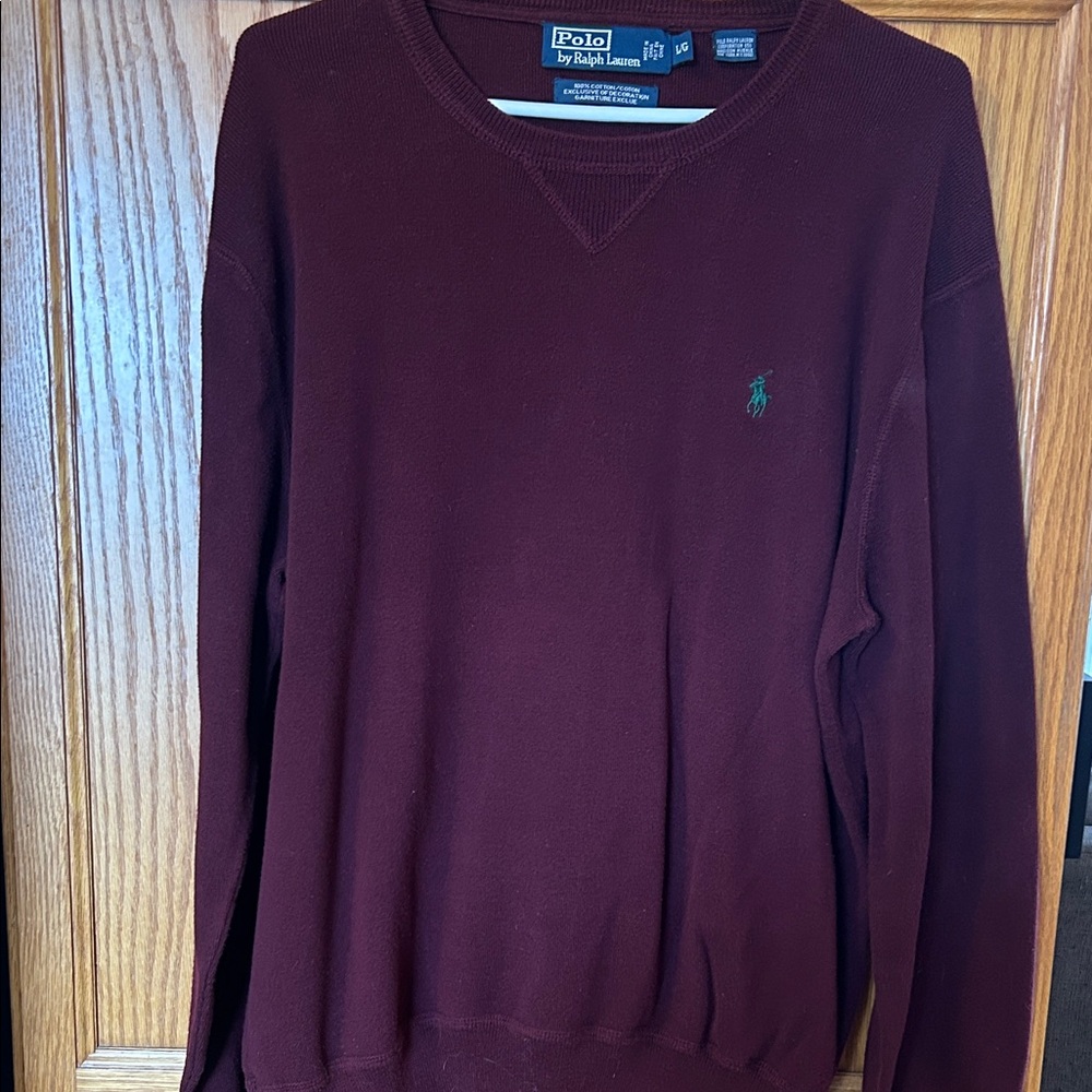 Polo by Ralph Lauren Men's Maroon Crewneck Sweater